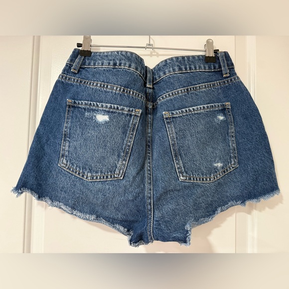 Primark High Waisted Blue Distressed Jean Shorts Size- 6 - Picture 3 of 5